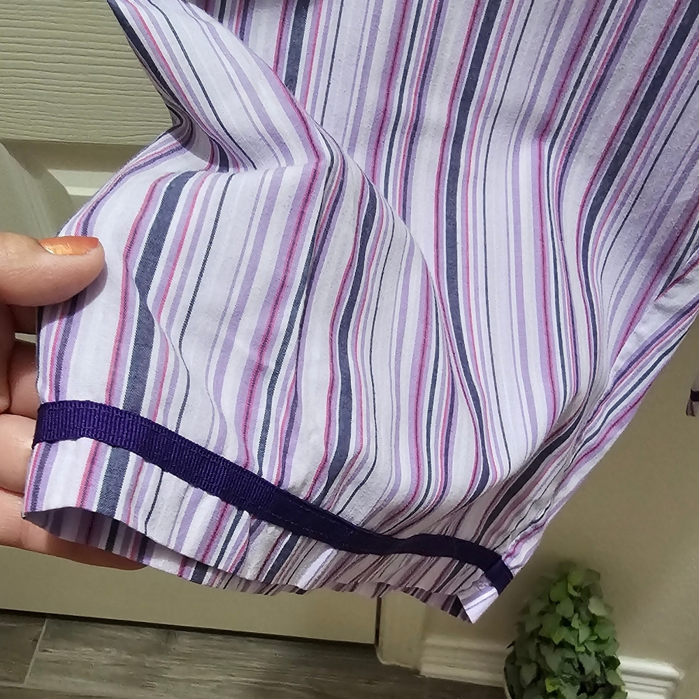 Womens 3X Purple Drawstring Striped Pajama Cropped Pants Cool Cotton Blend EUC - Picture 9 of 12